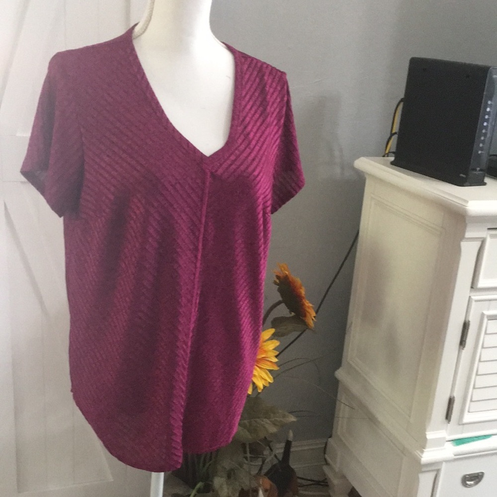 Nygard v-neck ribbed red top